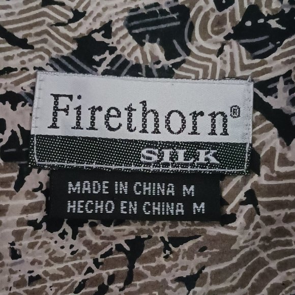 Firethorn Men's Short Sleeve Shirt 100% Silk Medium - Picture 2 of 4